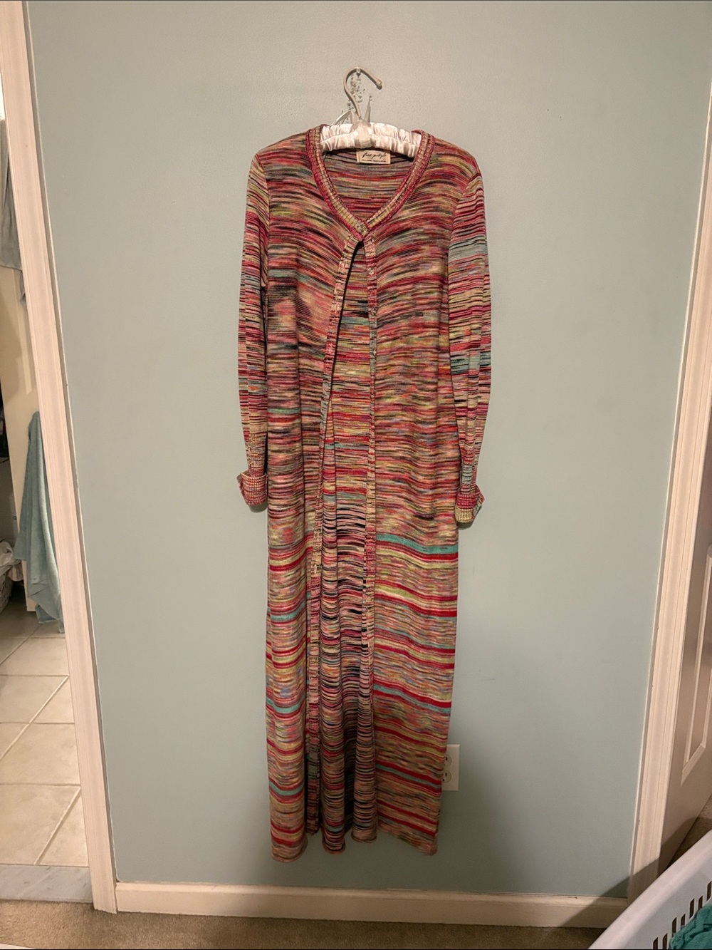 Free People Multicolor Striped Maxi Cardigan